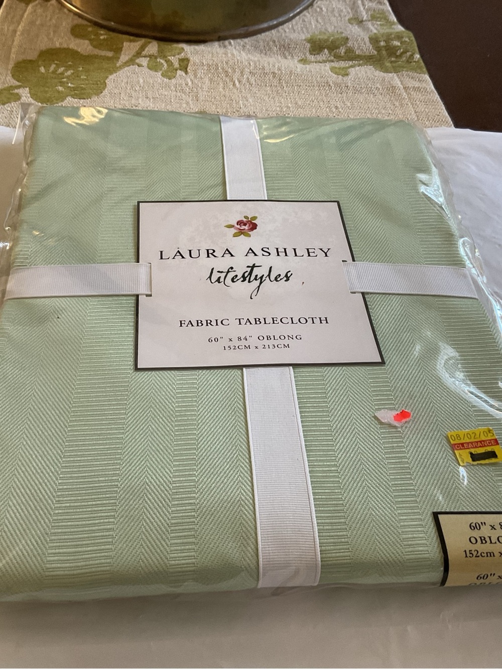 Laura Ashley Lifestyles Fabric Tablecloth 60” X 84” Oblong -VTG -NEW IN PACKAGE
